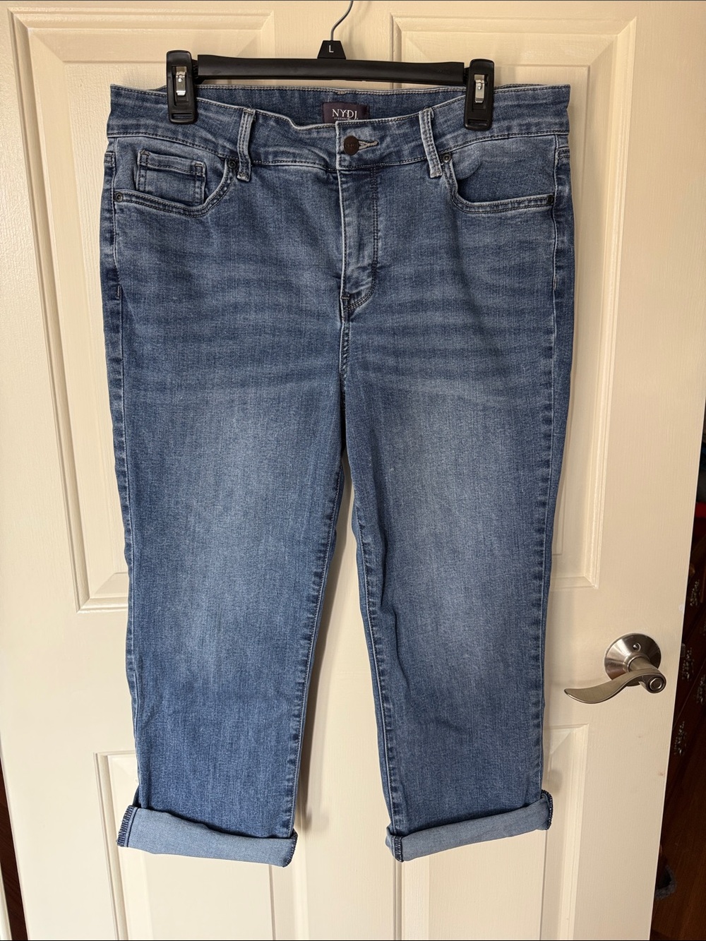NYDJ Womens Marilyn Straight Lifttuck Cool Embrace Jeans in Medium Blue Wash-14
